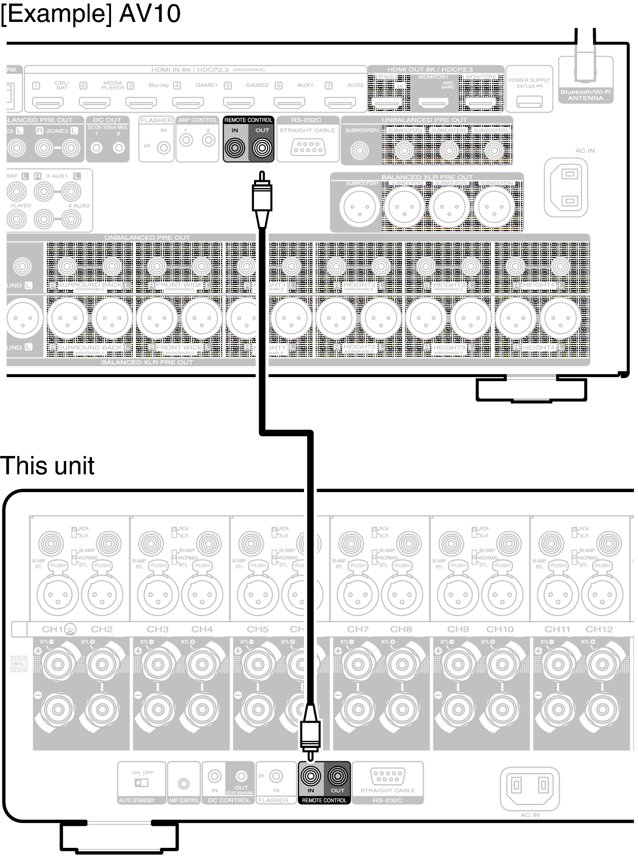 REMOTE CONTROL jacks AMP 10