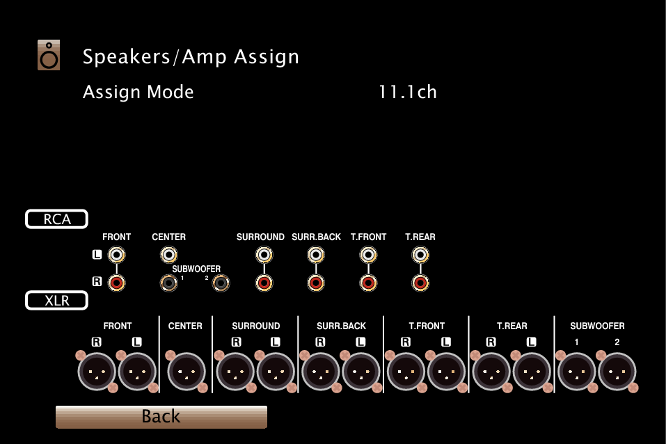 Speaker configuration and “Amp Assign” settings SR6009